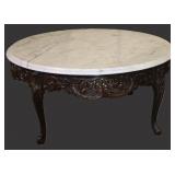 Hand Carved Woode Italy Marble Top Center Table