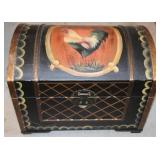 Hand Painted Folk Art Wooden Dome Lid Chest