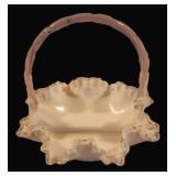 Fenton Silver Crest Milk Glass Ruffled Basket