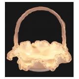 Fenton Silver Crest Milk Glass Ruffled Basket