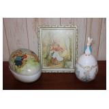 Beatrix Potter Print & Cookie Jar w/ Nesting Egg