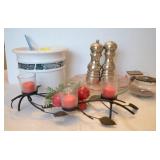 GROUPING: PINK DEPRESSION DISH, PLANTER,