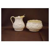 BELEEK CREAMER AND BELEEK SUGAR BOWL