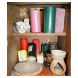 GROUPING: CANDLES, GLASSWARE, COASTERS, ETC.