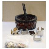BASKET WITH COSTUME JEWELRY BRACELETS
