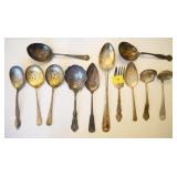 12 SILVER PLATE SERVING UTENSILS