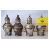 4 STERLING SILVER SALT AND PEPPER SHAKERS