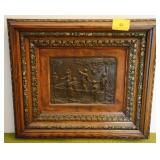 RELIEF ART IN ANTIQUE WALNUT FRAME