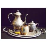 SILVER PLATE TEA SERVICE: 2 TRAYS - WM. ROGERS