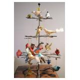 WROUGHT IRON STAND WITH GLASS BIRDS