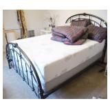 IRON QUEEN SIZE BED WITH SERTA MEMORY FOAM MATTRES
