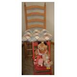 VINTAGE ROCKING CHAIR AND CHILDS CHAIR AND