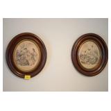 PAIR OVAL FRAMED FRENCH FASHION PLATES