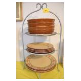 12 PC. SET OF PORTUGAL REDWARE POTTERY ON PIE