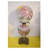 OIL LAMP WITH PAINTED SHADE BY CLIMAX