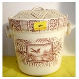 W & C HANLEY "PALM" ICE BUCKET WITH LID - CERAMIC