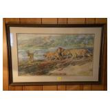 LION PRINT - FRAMED AND MATTED - 27" X 42"