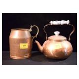 COPPER TEA KETTLE AND COOPER POT