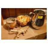 GROUPING: CRICKET BOOT JACK, PITCHER, COPPER POT,