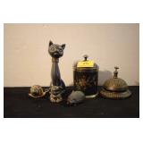 GROUPING: BELL, CANNISTER, KITTY CAT, ETC.