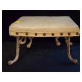 VINTAGE FOOT STOOL WITH IRON LEGS