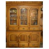 MAPLE CHINA CABINET - GLASS DOORS TOP AND SOLID DO