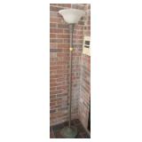 ANTIQUE FLOOR LAMP WITH GLASS SHADE