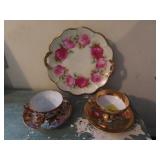 CUPS AND SAUCERS AND PLATTER