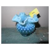 FENTON HOBNAIL BLUE OPALESCENT VASE