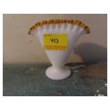 FENTON AMBER CREST FAN VASE
