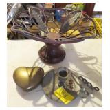 METAL CENTERPIECE BOWL, HEART BOX BRASS, ETC.
