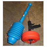 RIGID DRAIN SNAKE AND PLUNGER