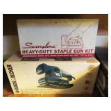 GROUPING: SANDER, STAPLE GUNS, AIR COMPRESSOR,