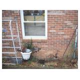 YARD ART: SHEPPARDS CROOK, ALUMINUM RACK, SKILLET