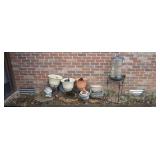 GROUPING: FLOWER POTS, PLANT STANDS, BIRD FEEDER