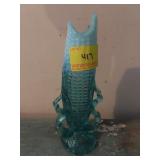BLUE OPALESCENT CORN VASE