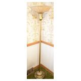 ANTIQUE ELECTRIC FLOOR LAMP WITH GLASS SHADE