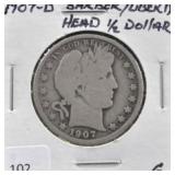1907-D BARBER/LIBERTY HEAD HALF DOLLAR