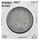 1909 BARBER/LIBERTY HEAD HALF DOLLAR