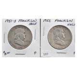 1951-S FRANKLIN HALF, 1952 FRANKLIN HALF
