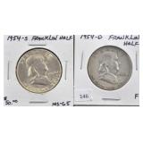 1954-D FRANKLIN HALF, 1954-S FRANKLIN HALF