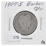 1907-S BARBER QUARTER