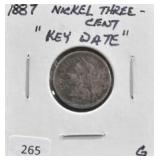 1887 III CENT "KEY DATE"