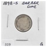1898-S BARBER HEAD DIME