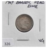 1907 BARBER HEAD DIME