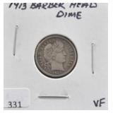 1913 BARBER HEAD DIME