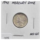 1942 MERCURY DIME