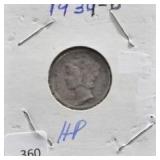 1939-D MERCURY DIME