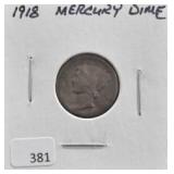 1918 MERCURY DIME