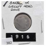 1916 BARBER/LIBERTY HEAD DIME